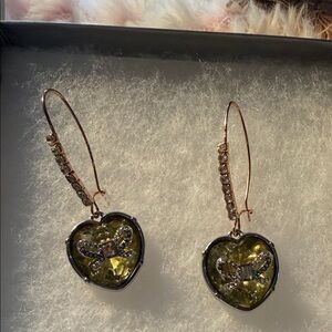 Elegant Heart-Shaped Earrings with Yellow Accents Betsey Johnson